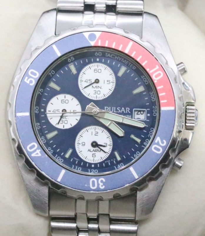 Pulsar Pepsi Men's 7T62-X019 Alarm Chrono Divers 200m Watch 43mm