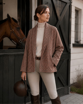 April Rose Murphy Womens Ireland Houndstooth Wool Cardigan Blazer One Size