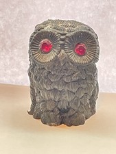 VTG 1970s Retro Red Jewel Eyes Owl Resin Figurine Made in Italy MCM Knickknack