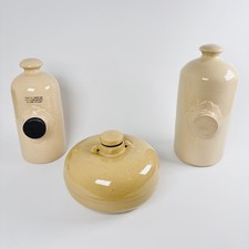 Stoneware Bed Foot Warmers Hot Water Bottles Pottery Antique x3 Inc Lovatts C&S