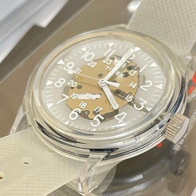 Timex x Beams Camper Clear White Skeleton Watch from Japan