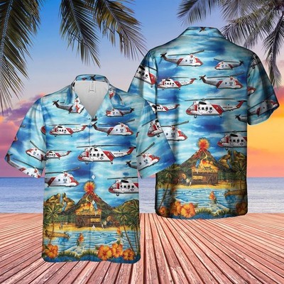 US Coast Guard Sikorsky HH 52 Seaguard Helicopter Hawaiian Shirt