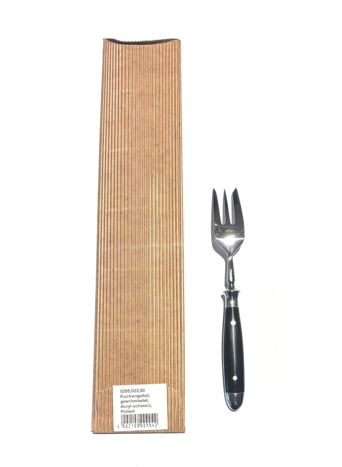 Eichenlaub Kuchengabel Besteck geschmiedet Solingen Acryl schwarz Einzelstück - Bild 3 von 4