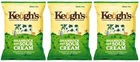 3 sharing bags of Keogh's Shamrock And Sour Cream Crisps 125g each / total 375g