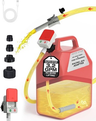 Transfer Pump, Portable 3.2Gallons per Minute, with 51inch Hose and 4Can Adapter