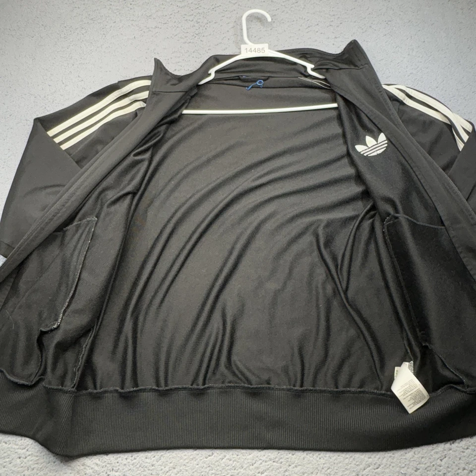 Adidas Firebird Track Jacket Mens Large Black White Trefoil 3-Stripes Full Zip - Image 3 of 4