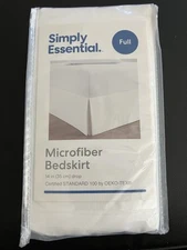 Simply Essential Microfiber Bed Skirt Full Size White 14" Drop 54x75  New••