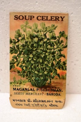 Vintage Suppe Celery Seed Packung Baroda Indien Stecher Lith Co Roch Ny USA Rare