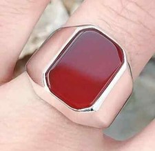Yemeni Aqeeq Ring For Men, Carnelian Ring With Sterling Silver 925, Natural Agat