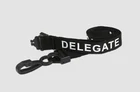 Pre-Print 15mm Black Lanyard Printed DELEGATE Pack Of 50 - FREE P&P