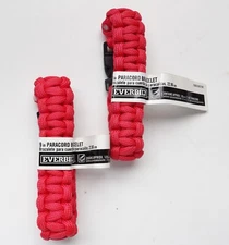 SET OF 2 Everbilt 9" Paracord Emergency Survival Bracelets Solid Red NWT