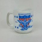 Vtg Glasbake Milk Glass Coffee Mug Bicentennial USA Americana Eagle Shield