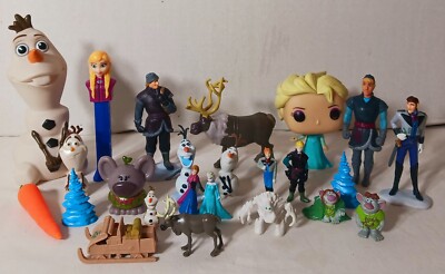 24 Disney Frozen PVC lot Funko ELSA, 12 MINI Figures, 6'' Olaf, ROCK TROLL,  Sven
