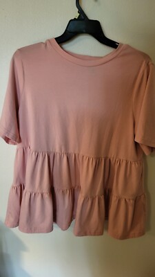 Emery Rose Women's Tops Blouse 2 Row Ruffle S Sleeve Size 1XL Peach 30 ...