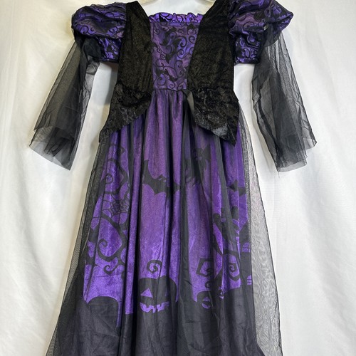 Witch Costume Halloween Theater Purple Velvet Tulle’ MED 7 8 READ - Picture 2 of 11