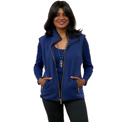 Joy Collection Luxe Performance Ultra Cozy ZipUp Vest, Midnight Blue, M