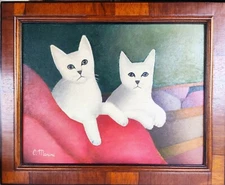 Naif Twin Cats Oil Frame 55x44