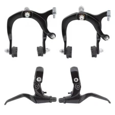 BIKE BICYCLE BRAKE BRAKESET SUNLT MX ALLOY F+R W/ LEVERS BLACK