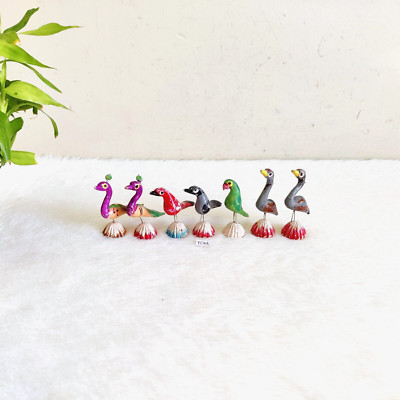 1920s Vintage Handmade Bunt Exotisch Vögel Eisen Terrakotta Figur 7 Pcs TC22