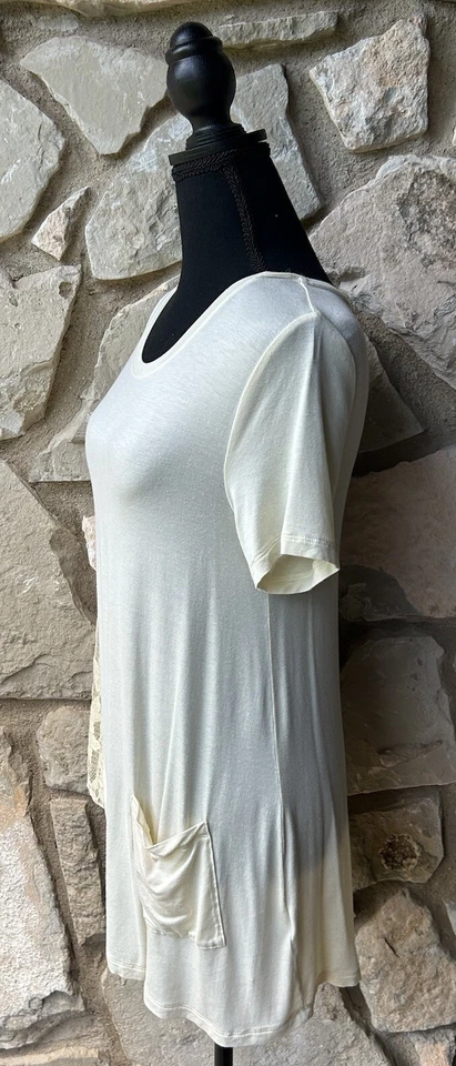 Top túnica pequeño amarillo dobladillo aymétrico ribete encaje LOGO de LORI GOLDSTEIN NUEVO SIN ETIQUETAS Foto 3 de 4