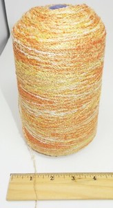 1lb SUNBEAM Machine Knitting Cone Spool - Orange, Yellow, White - Thin Yarn!