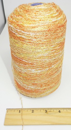 1lb SUNBEAM Machine Knitting Cone Spool - Orange, Yellow, White - Thin Yarn