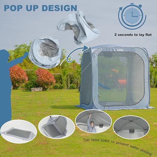 Poray Screen House Tent Pop Up Sun Shelter with Durable 4 Mesh Square