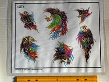 Vintage 1991 Spaulding Rogers Tattoo Flash Sheet D Series 42D Phoenix