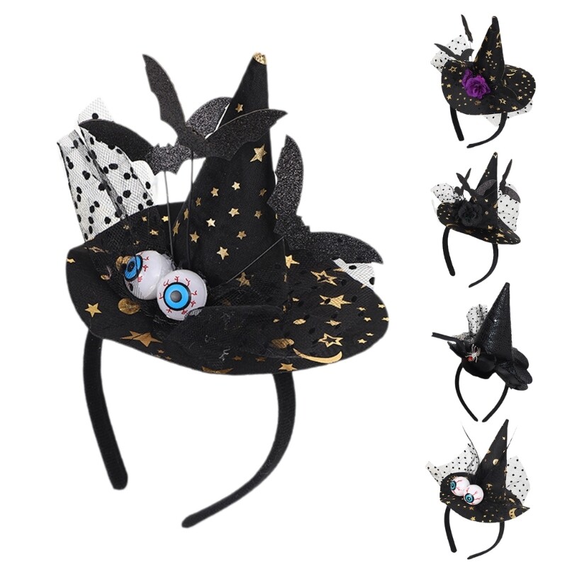 Fascia Cappello Da Strega Halloween Per Adulti - Con Ragnatela, Design A Punta, Per Costumi E Feste