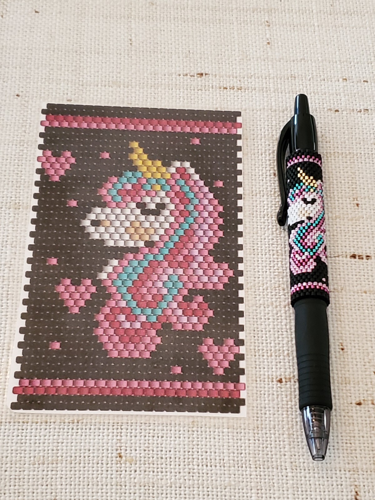 New Hand Beaded Unicorn Pen Wrap on Pilot G2 Pen