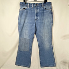 Vintage 70's Wrangler No Fault Denim Blue Jeans Men 40X30 Flare 945 Den Workwear