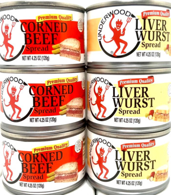 Underwood Variety Pack (3 Corned Beef Spread, 3 Liver Wurst Spread) 4.25 oz~2029