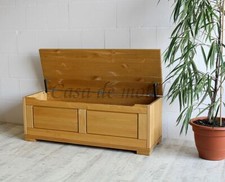 Massivholz Truhen-bank 120x45x43cm Kiefer gelaugt öl Sitztruhe holz Wäsche-truhe