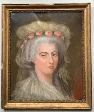 18th - French Original Realist Pastel - PORTRAIT OF MARIE ANTOINETTE