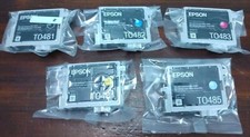 5 Genuine Epson 48 Ink T048 T0481-T0485 R200/220/300/320 RX500/600/620