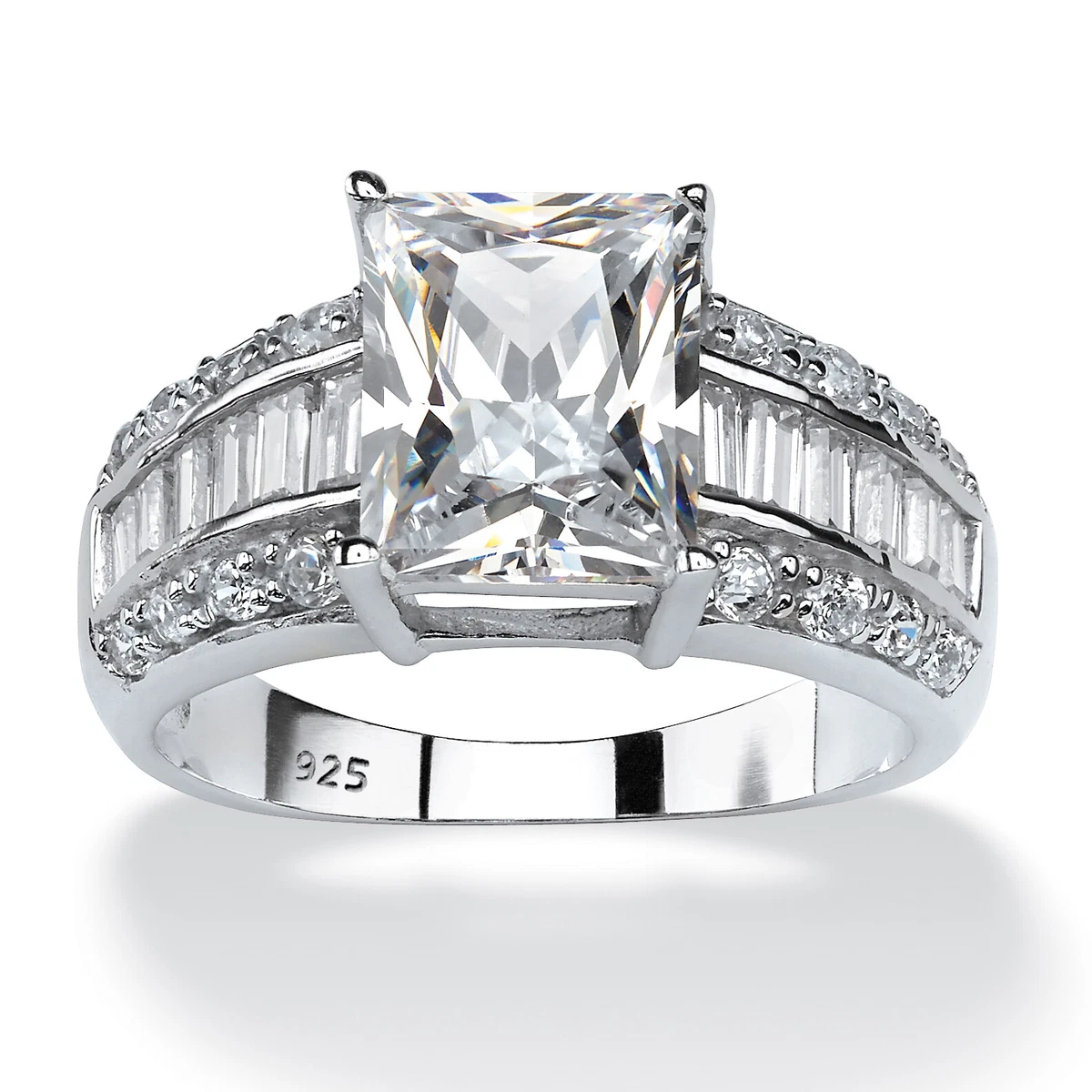 PalmBeach Jewelry 4.95 TCW Cubic Zirconia Platinum plated Sterling Silver Ring