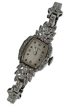 $17,500 Antique HAMILTON 14k Solid White Gold, Full Diamond Watch Manual Wind
