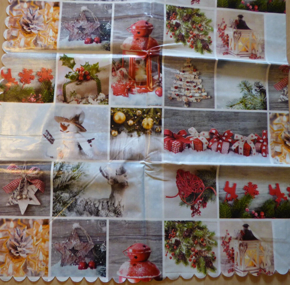 Wachstuch Weihnachtstischdecke Bunt