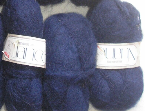 3 Skein Lot Reynolds "Nuance" Acrylic Nylon Fuzzy #275 Navy Yarn Spain 70 yds