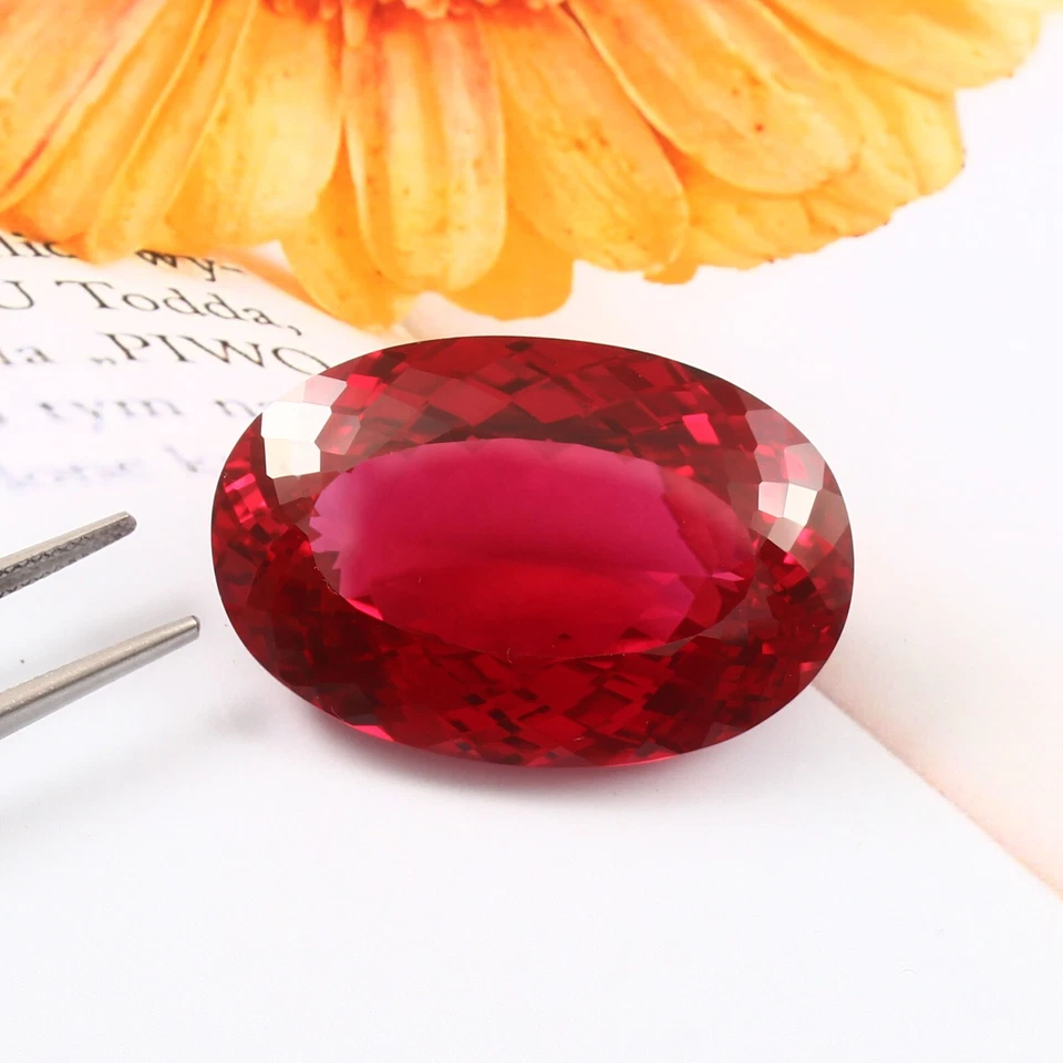 AAA Museum Grade Natural Flawless Burma Ruby Loose Oval Gemstone Cut 30x20 MM - Image 3 of 4