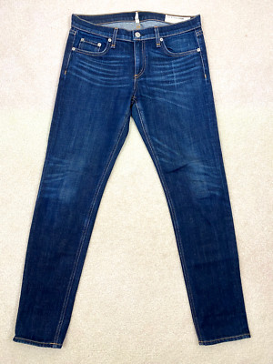 Rag & Bone The Dre Slim Fit Low Rise Jeans Women s 27 Distressed Blue Denim