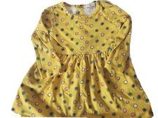 Hanna Andersson 100 Girls Yellow Floral Print Cotton Dress Size 4 Button Back