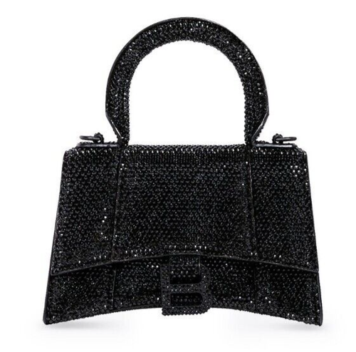 Borsa a mano Balenciaga clessidra XS con strass in borsa nera getto cristalli rara - Foto 4 di 14