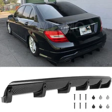 For Mercedes-Benz C-Class W204 Carbon Rear Bumper Diffuser 6 Fins Splitter Lip