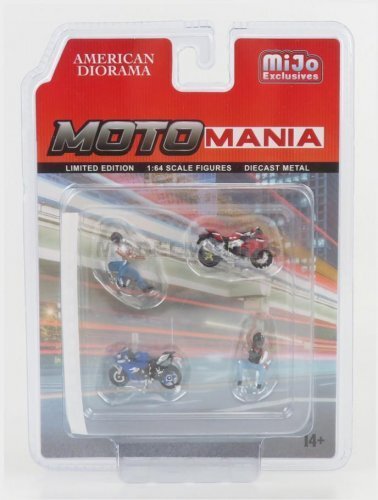 AMERICAN DIORAMA 76486MJ ACCESSORIES - SET MOTO MANIA 1 - 2X MOTORCYCLE + 2X FIG