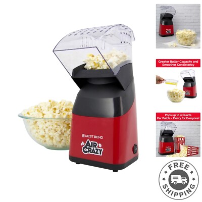 Quick & Healthy 4Qt Air Hot Popcorn Machine with Dual-Use Cup for Snacking