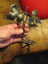 Ancien bougeoir Fer forgé Feuille de Vigne Déco Bar à vin Caveau tel Rat de Cave