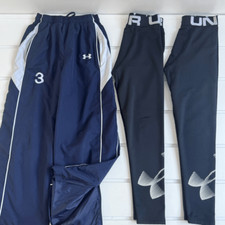 Under Armour Boys Lot of Ice Hockey Windpants & Coldgear Leggings Size Medium
