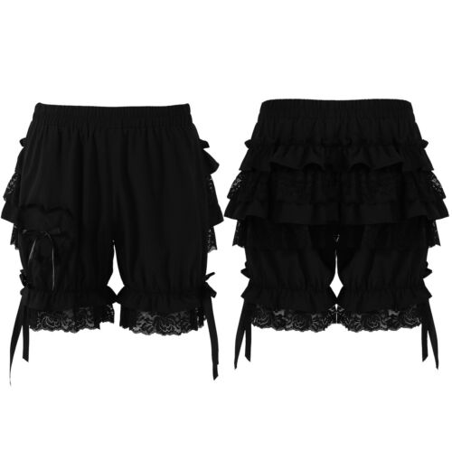 UK Women's Ruffle Frilly Lace Bloomers Dance Booty Short Pants Tiered Pettipants - Picture 28 of 47