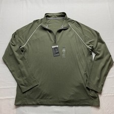 Van Heusen Sweater Mens Size Large 1/4 Zip Pullover Long Sleeve Mock Neck Green